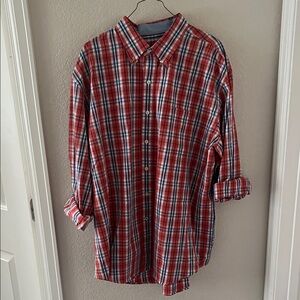 Izod Orange and Blue Plaid Men's Shirt